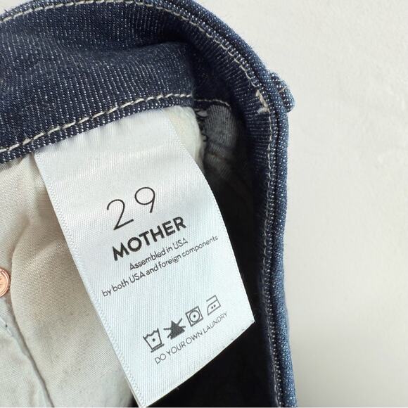 Mother Dark Wash Looker Ankle Fray Medium Rise Distressed Knee Skinny Jeans 29 - Picture 13 of 15